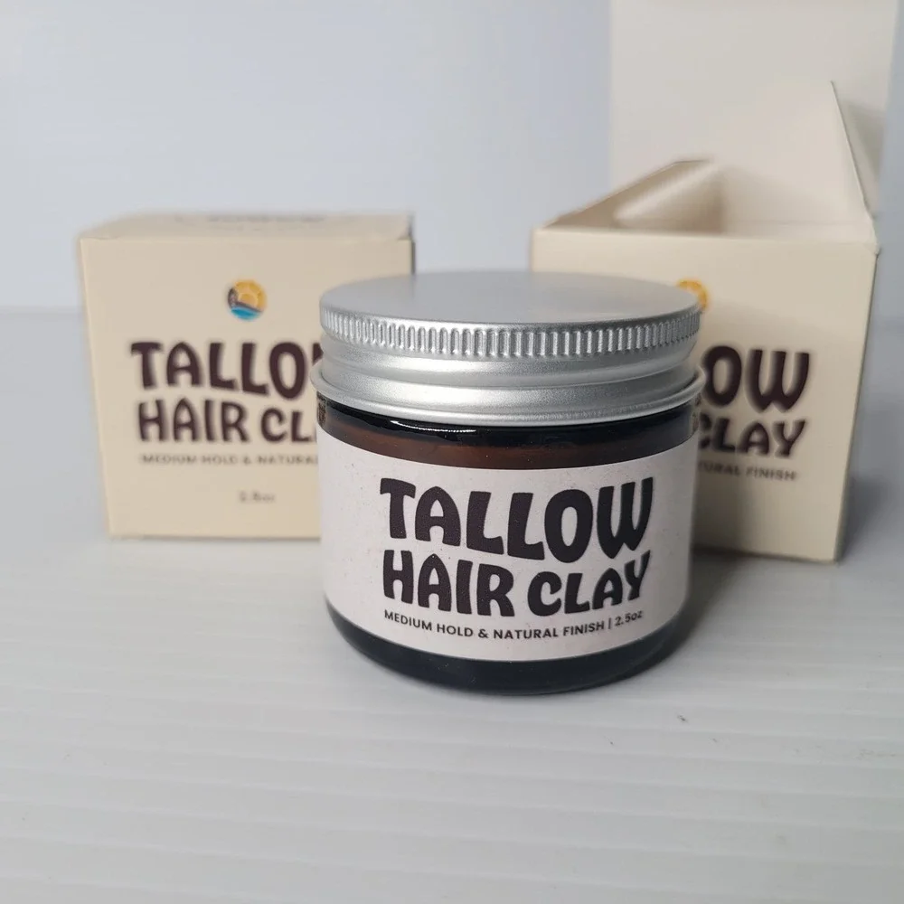 2 - Earth Wave All Natural Tallow Hair Clay 2.5oz Jars -‎ NEW